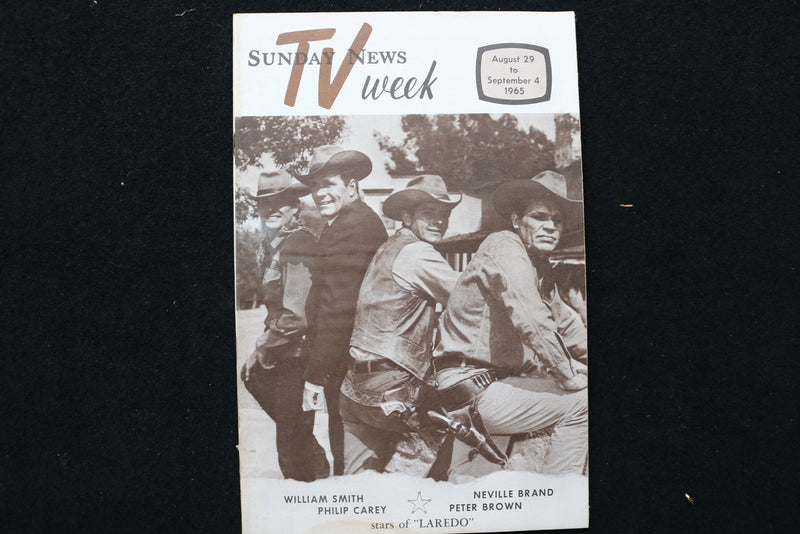 1965 AUG 29-SEP 4 SUNDAY NEWS TV WEEK MAGAZINE - STARS OF LAREDO COVER - E 24626