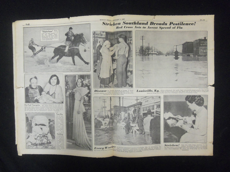 1937 FEBRUARY 7 NEW YORK SUNDAY MIRROR - HUGE TOLL IN RECORD FLOOD - NP 2339