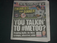 2019 OCTOBER 4 NEW YORK POST NEWSPAPER -ROBERT DENIRO CREEPY & ABUSIVE SAID AIDE