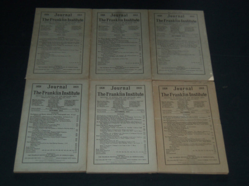 1915 JOURNAL OF THE FRANKLIN INSTITUTE MAGAZINE LOT OF 12 - COMPLETE YR - WR 184