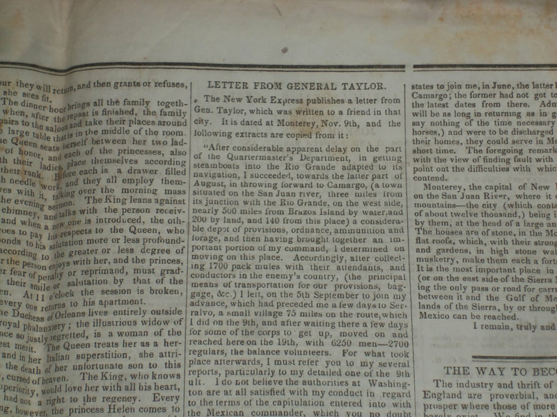 1847 JANUARY 30 MASSACHUSETTS PLOUGHMAN - AUDUBON WIFE - GEN. TAYLOR - NP 5142