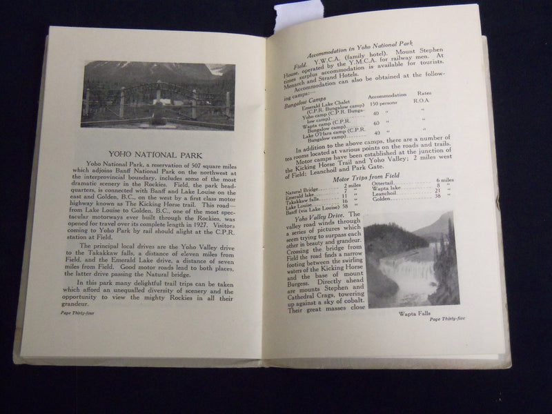 1931 BANFF KOOTENAY AND YOHO NATIONAL PARKS GUIDE BOOK - OTTAWA - J 8186