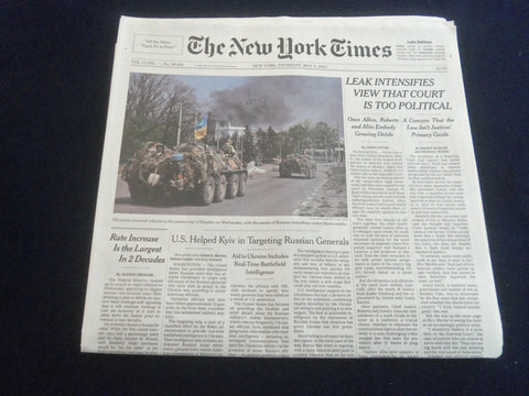 2022 MAY 5 NEW YORK TIMES - LEAK INTENSIFIES VIEW THAT COURT IS TOO POLITICAL