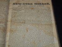 1824-1825 NEW YORK MIRROR AND LADIES GAZETTE BOUND VOLUME NO. 2 - KD 4675L
