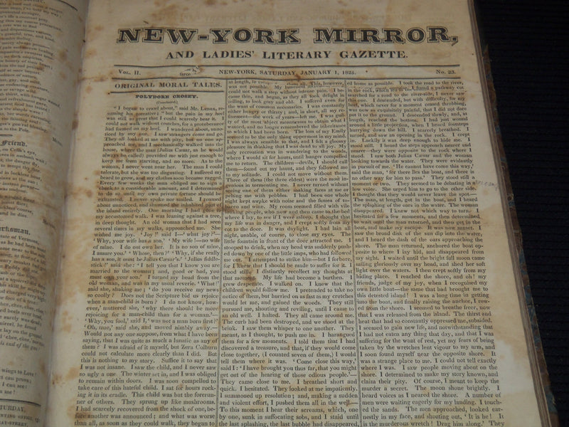 1824-1825 NEW YORK MIRROR AND LADIES GAZETTE BOUND VOLUME NO. 2 - KD 4675L