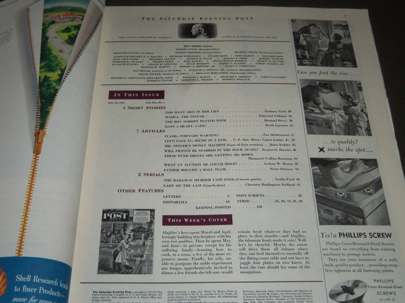 1951 JULY 28 THE SATURDAY EVENING POST MAGAZINE - ILLUSTRATED COVER - SP 1878