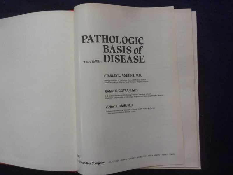 1984 PATHOLOGIC BASIS OF DISEASE HARDCOVER BOOK - ROBBINS-COTRAN-KUMAR - KD 8892
