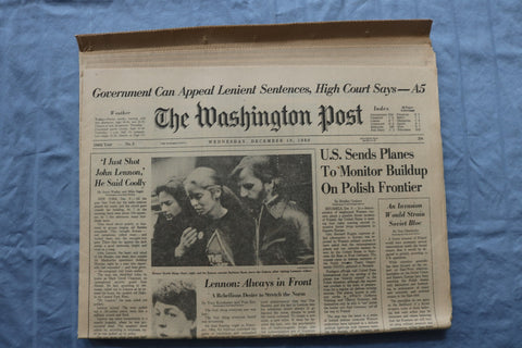 1980 DECEMBER 10 THE WASHINGTON POST - JOHN LENNON MURDERED - NP 9211