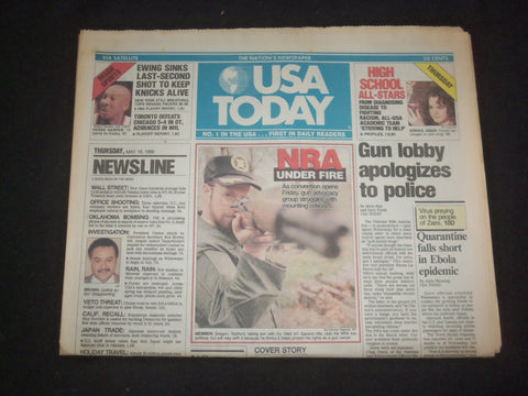 1995 MAY 18 USA TODAY NEWSPAPER - GUN LOBBY APOLOGIZES TO POLICE - NP 7798