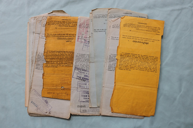 1920'S-1930'S OHIO MOTOR VEHICLE SALES CERTIFICATES - LOT OF 130 - K 2548