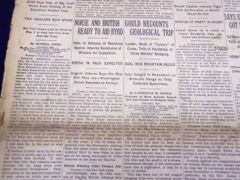 1930 JAN 24 NEW YORK TIMES - NORSE & BRITISH AID BYRD ICE PACK HOLDS - NT 1670