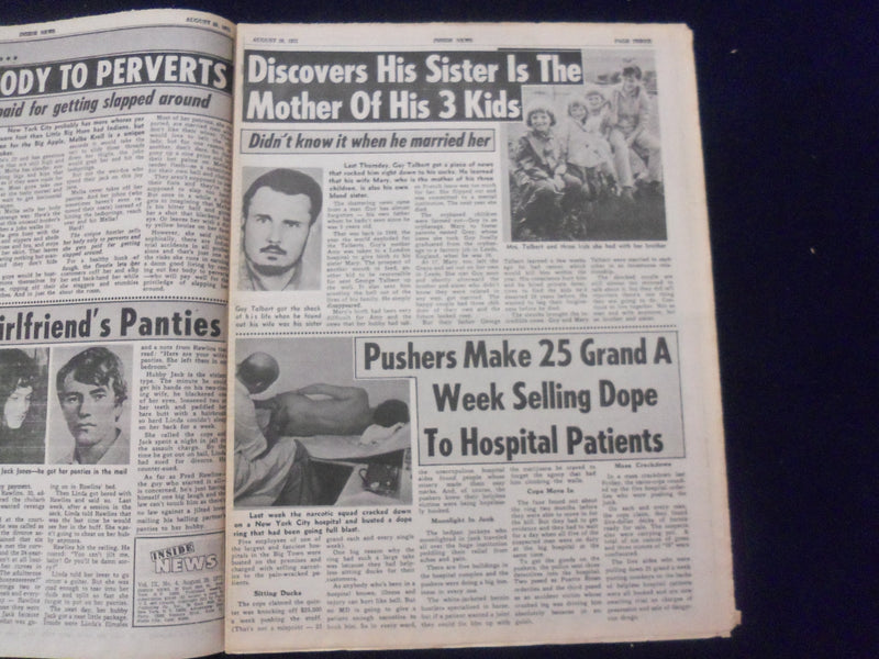 1971 AUGUST 29 INSIDE NEWS NEWSPAPER - SISTER IS MOTHER OF HIS 3 KIDS - NP 7296