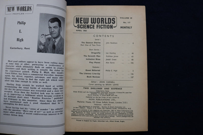 1962 APRIL NEW WORLDS SOFTCOVER DIGEST MAGAZINE - VOLUME 39, NUMBER 117 - K 450