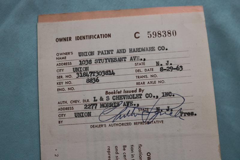 1963 CHEVROLET OWNER PROTECTION PLAN BOOKLET - SOFTCOVER - K 2577