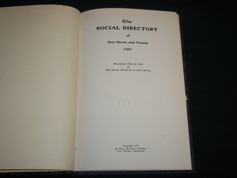 1951 THE SOCIAL DIRECTORY OF NEW HAVEN AND VICINITY HARDCOVER BOOK - KD 6901