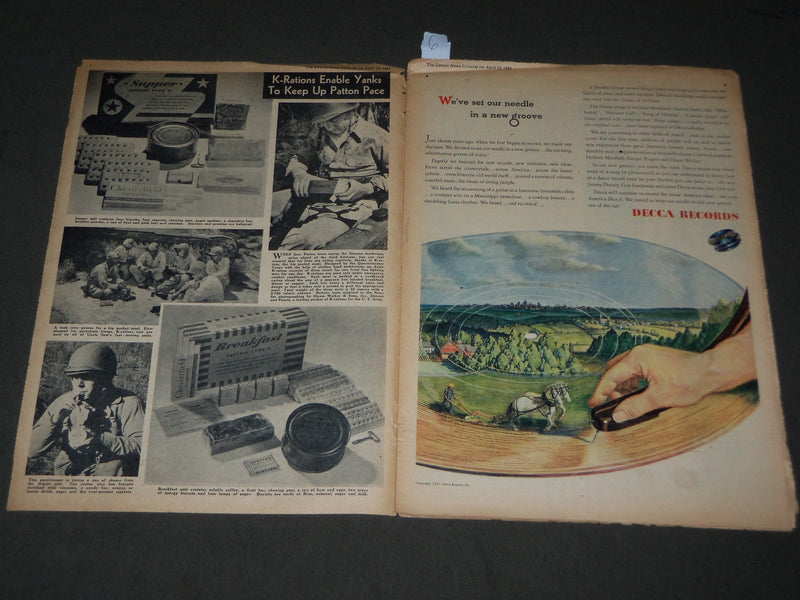 1945 APRIL 15 DETROIT NEWS PICTORIAL MAGAZINE - EVELYN JONES COVER - J 3029
