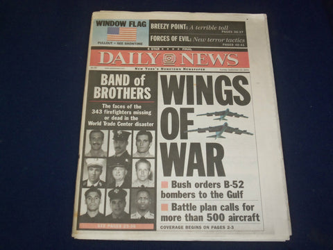 2001 SEP 23 NY DAILY NEWS NEWSPAPER - WINGS OF WAR - BOMBERS TO GULF - NP 4070