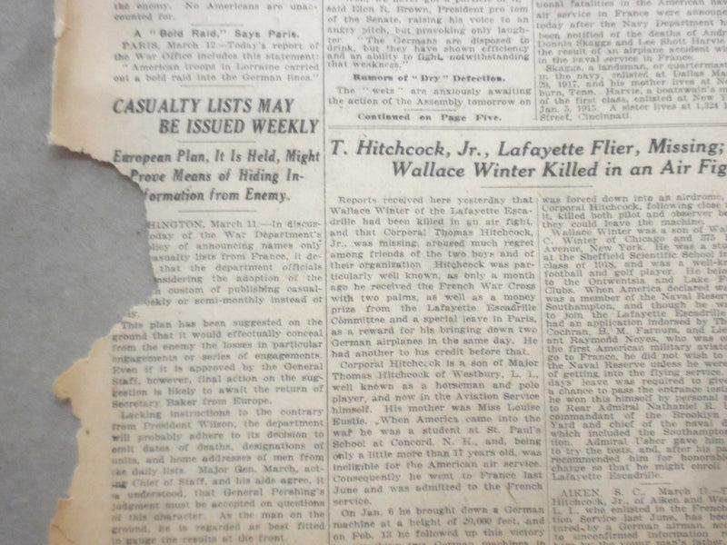1918 MARCH 12 NEW YORK TIMES - WILSON PLEDGES AID TO RUSSIA - NT 8149