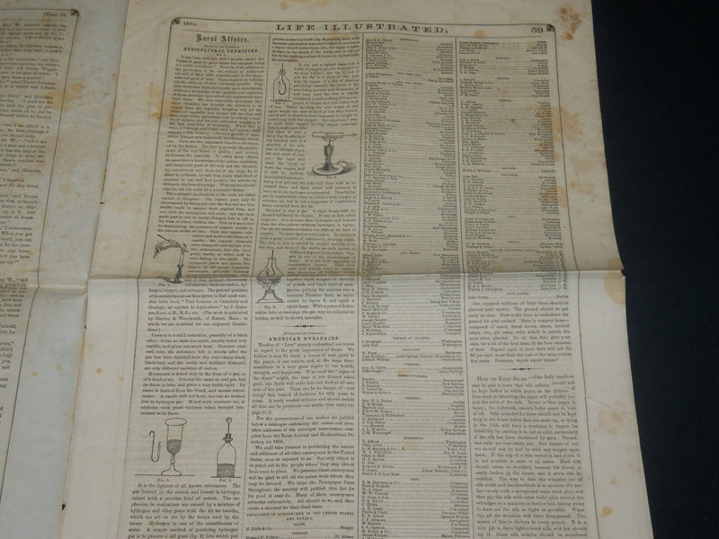 1855 DECEMBER 22 LIFE ILLUSTRATED NEWSPAPER - INVENTIONS NURSERIES - NP 4792