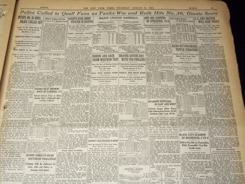 1927 AUGUST 11 NEW YORK TIMES - SACCO & VANZETTI REPRIEVED AT LAST HOUR- NT 9559