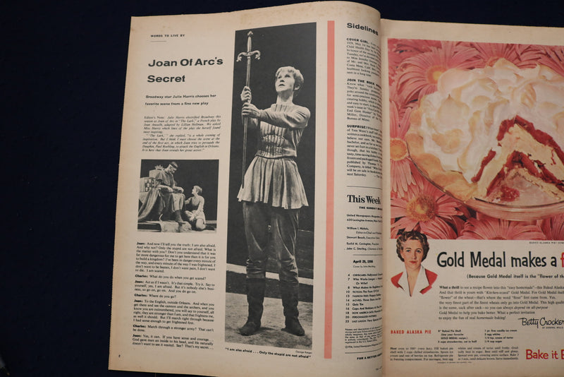 1956 APRIL 29 THIS WEEK MAGAZINE - JULIE HARRIS ARTICLE AND PHOTO - E 22991