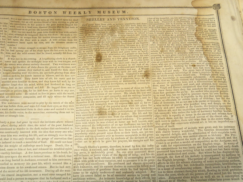 1851 FEB 8 BOSTON MUSEUM NEWSPAPER - THOMAS BUCHANAN READ - TENNYSON - NP 9034
