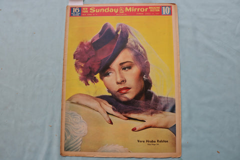 1944 APR 23 SUNDAY MIRROR NEWSPAPER MAGAZINE SECTION-VERA HRUBA RALSTON- NP 9095