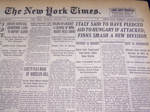 1940 JANUARY 9 NEW YORK TIMES - FINNS SMASH A NEW DIVISION - NT 2678
