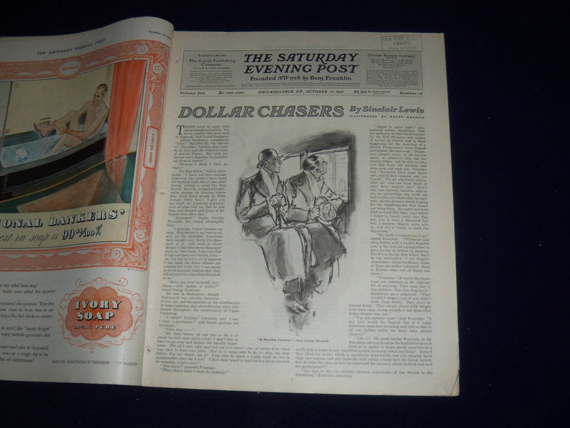 1931 OCTOBER 17 THE SATURDAY EVENING POST MAGAZINE - ILLUSTRATED COVER -SP 1412