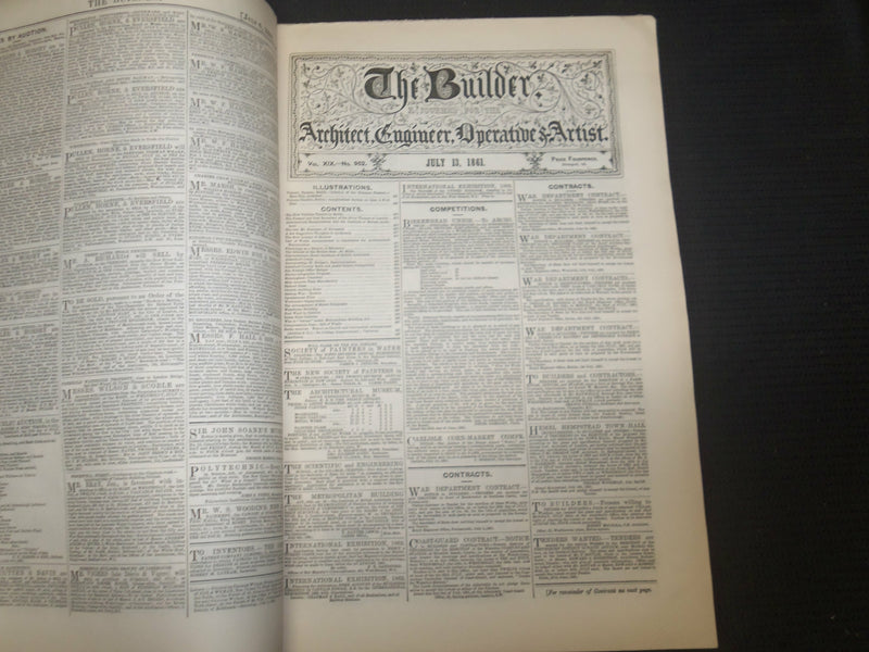 1861 JULY THE BUILDER ARCHITECT MAGAZINE - 4 ISSUES - ILLUSTRATIONS - ST 416L