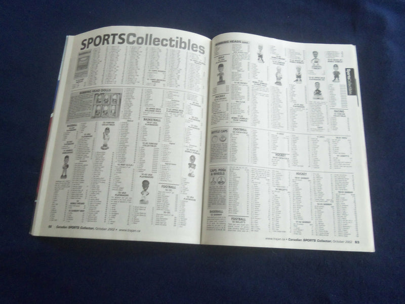 2002 OCTOBER CANADIAN SPORTS COLLECTORS MAGAZINE - JOSE THEODORE COVER - F 253H