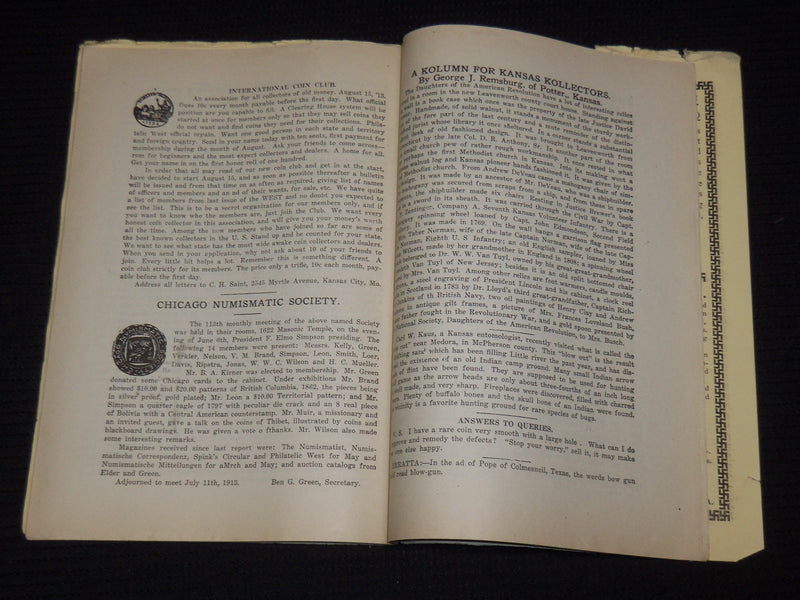 1913 JULY 31 THE WEST AND COLLECTOR'S WORLD MAGAZINE - VOLUME 59 NO. 3 - J 9890