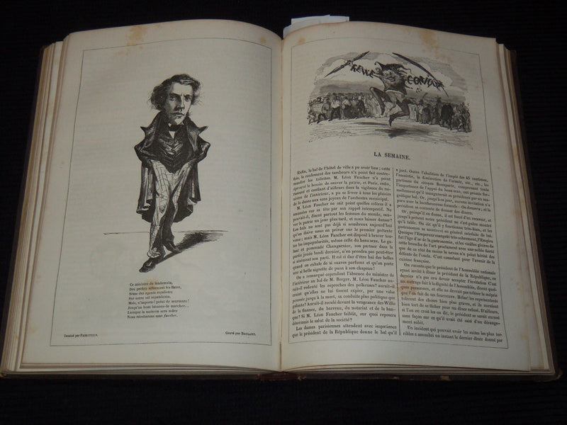 1848-1849 REVUE COMIQUE FRENCH MAGAZINE BOUND VOLUME - NICE ILLUS. - KD 879E