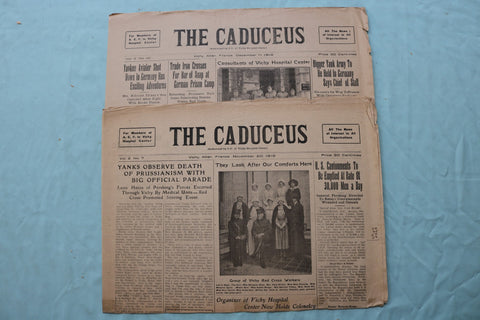 1918 THE CADUCEUS VICHY (FRANCE) HOSPITAL NEWSPAPER - LOT OF 2 - NP 9067