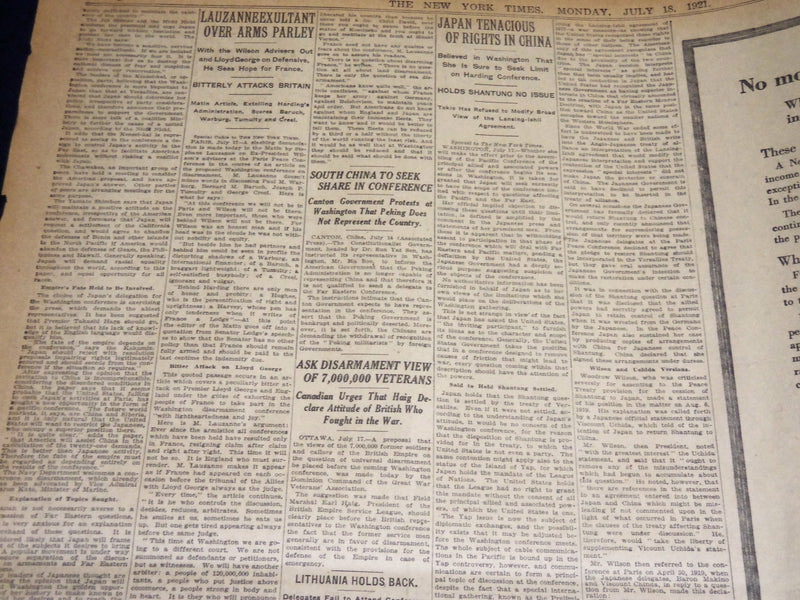 1921 JULY 18 NEW YORK TIMES - RUSSIA ARMING AS IF FOR WAR - NT 8716