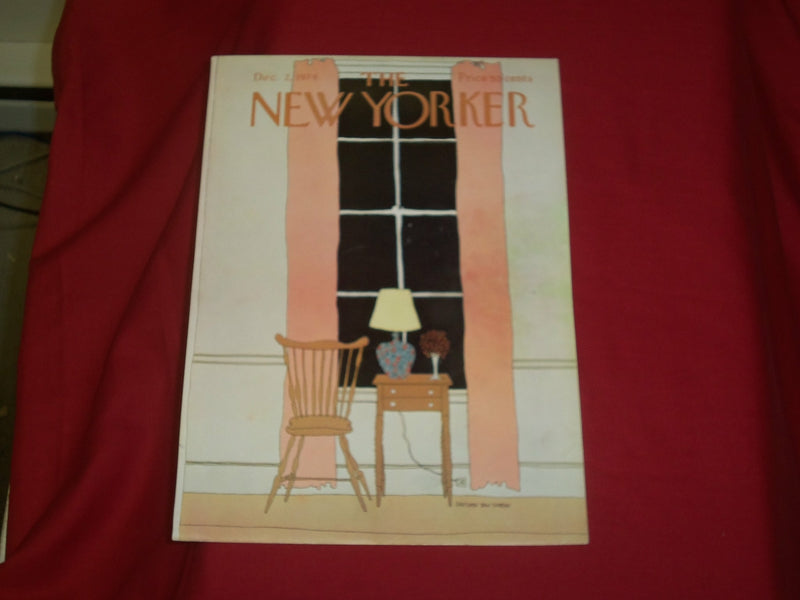 1974 DECEMBER 2 NEW YORKER MAGAZINE FRONT COVER ONLY - GREAT ART FOR FRAMING