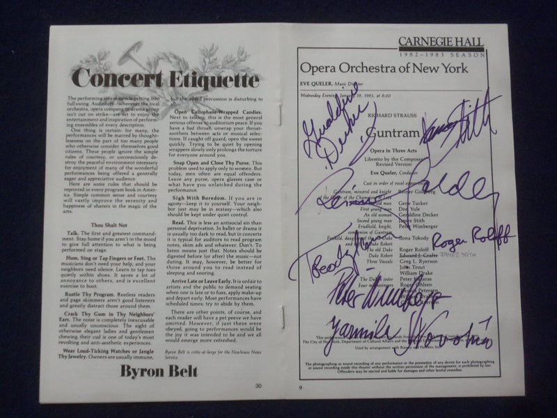 1983 JAN 19 GUNTRAM SIGNED PROGRAM - REINER GOLDBERG + 6 OTHER SIGNATURES