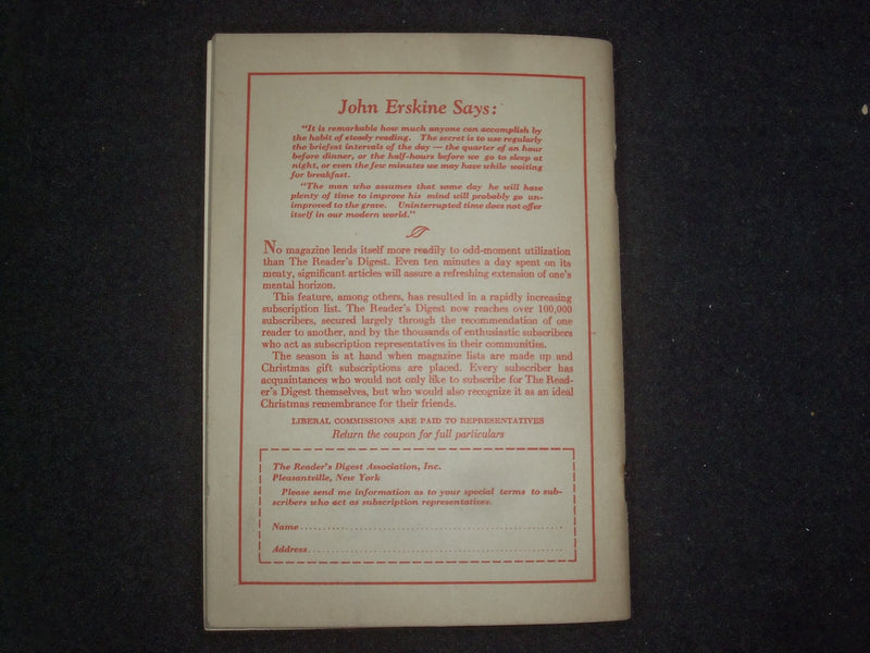 1928 NOVEMBER THE READER'S DIGEST SOFTCOVER BOOK - NUMBER 79 - J 9921