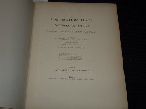 1895 THE CORPORATION PLATE AND INSIGNIA OF OFFICE VOLUME #2 - ENGLAND - Z 239