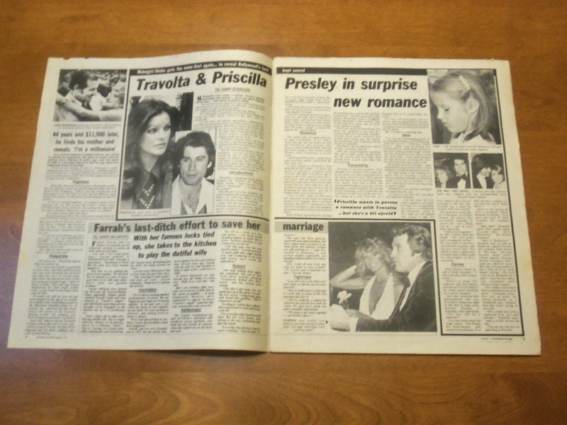 1978 AUG 1 MIDNIGHT GLOBE NEWSPAPER-PRISCILLA PRESLEY, TRAVOLTA ROMANCE- NP 4746