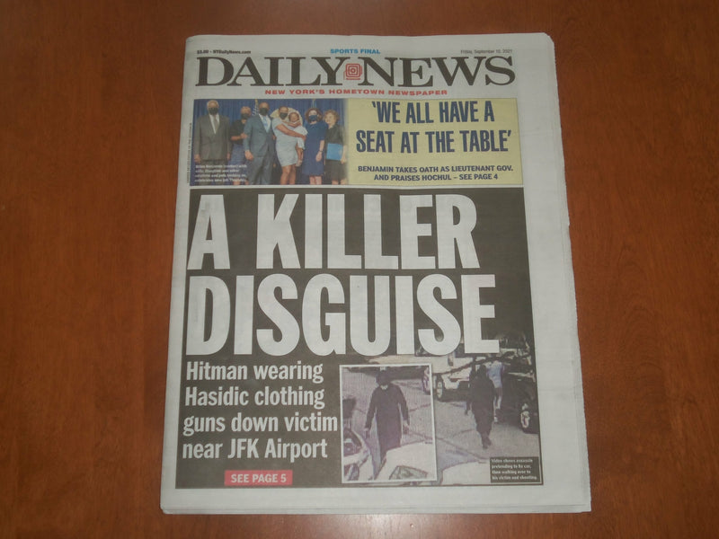 2021 SEPTEMBER 10 NEW YORK DAILY NEWS NEWSPAPER - HITMAN GUNS DOWN VICTIM AT JFK