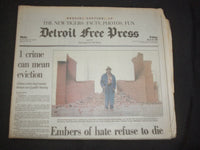 1996 MAR 29 DETROIT FREE PRESS NEWSPAPER - EMBERS OF HATE REFUSE TO DIE- NP 7630