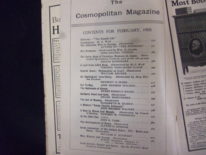 1905 FEBRUARY COSMOPOLITAN MAGAZINE - NICE COVER, ADS AND ARTICLES - ST 3011