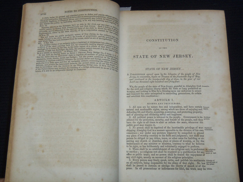 1855 A DIGEST TOF THE LAWS OF NEW JERSEY BOOK - ELMER & NIXON - KD 5981L