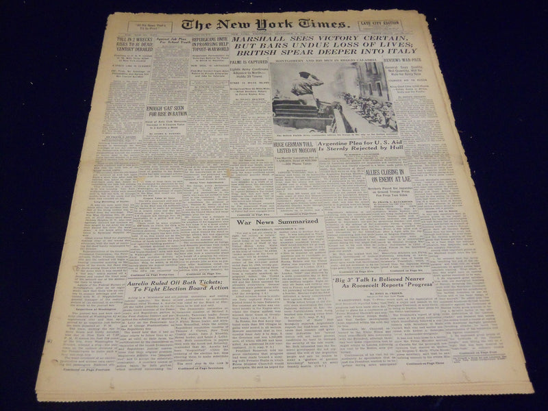 1943 SEPTEMBER 8 NEW YORK TIMES - MARSHALL SEES VICTORY CERTAIN - NT 969