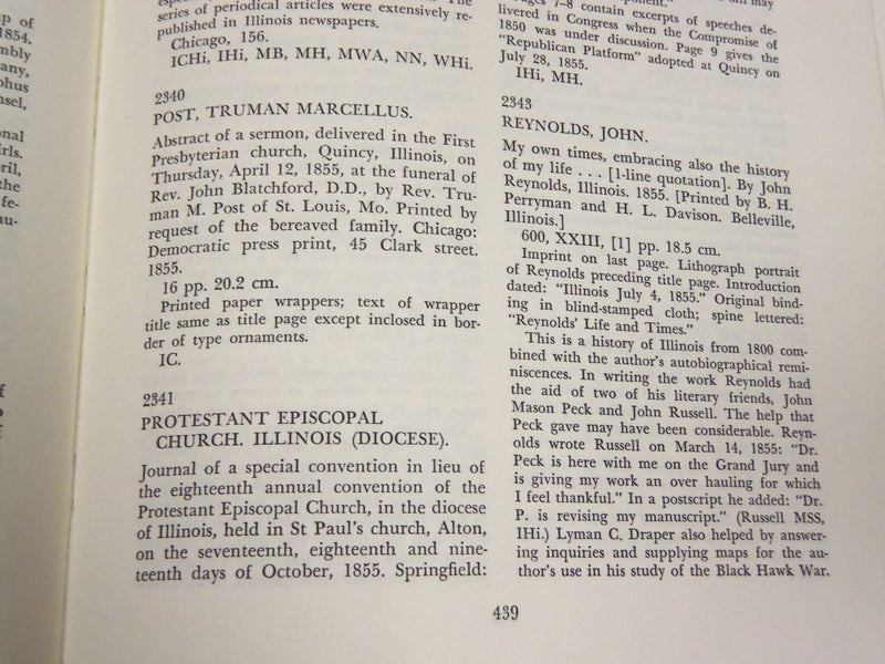 1966 A BIBLIOGRAPHY OF ILLINOIS IMPRINTS BY CECIL K. BYRD BOOK - KD 2056D