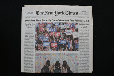 2024 NOVEMBER 8 NEW YORK TIMES - PRESIDENT-ELECT SPUN HIS OWN GRIEVANCES TO GOLD