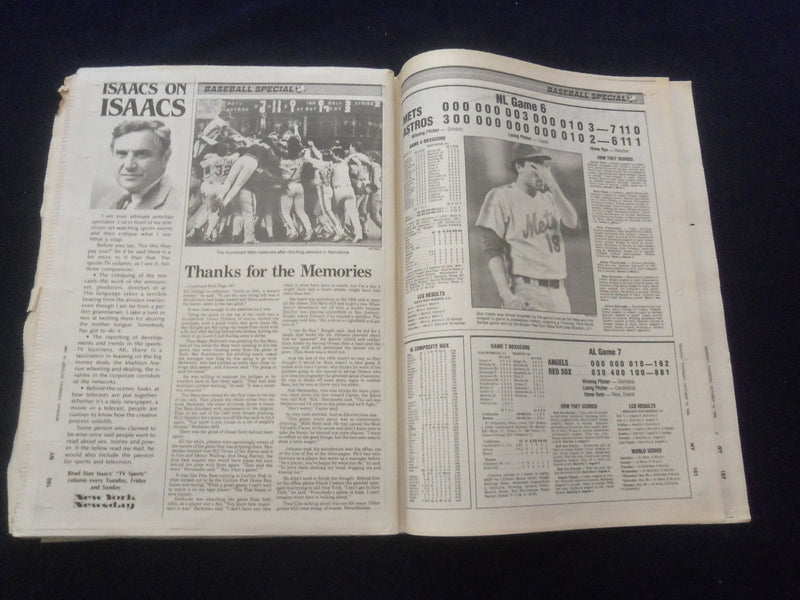 1986 OCTOBER 16 NEW YORK NEWSDAY NEWSPAPER - N.Y METS NL CHAMPIONS - NP 6087