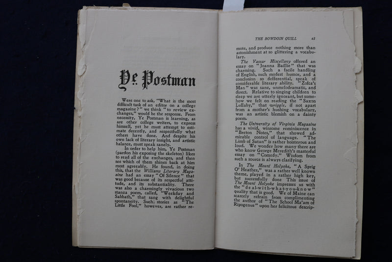 1910-1911 THEBOWDOIN QUILL SOFTCOVER BOOKS- LOT OF 2 - K 831