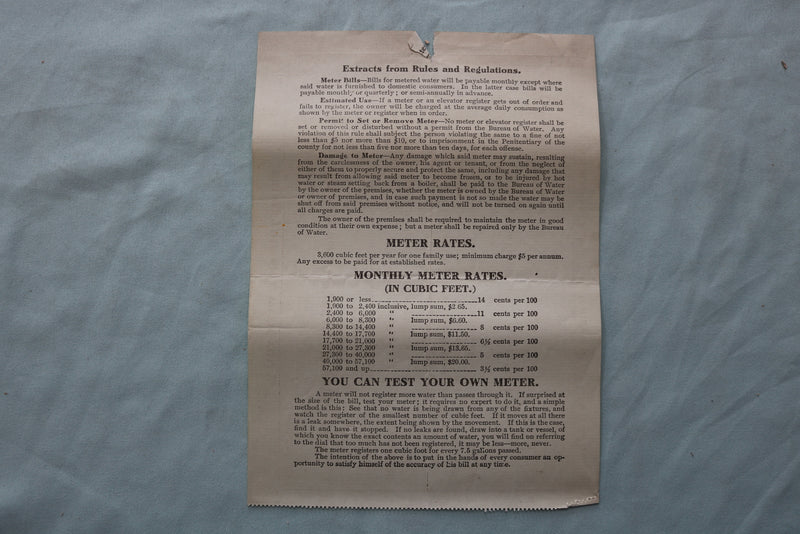 1907 SYRACUSE NEW YORK BUREAY OF WATER BILL AND CHECK - K 2528